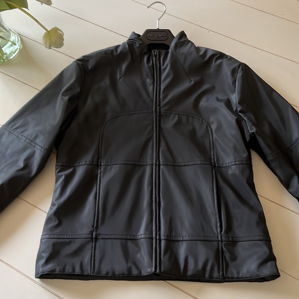 Debbie Shuchat Leather Effect Bomber Jacket with Stitching Detailing Medium
